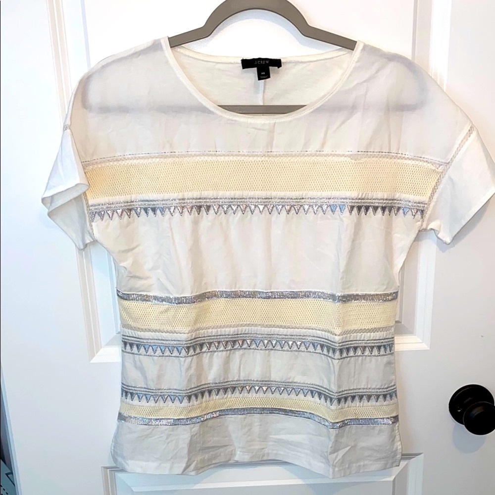J.Crew - LOT - Women's Cream and Gray Patterned Top & Grey Merchantile top